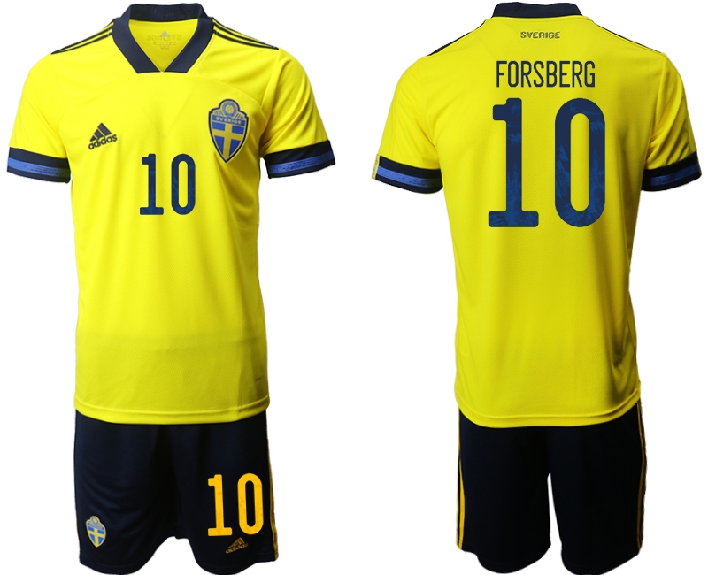 Men 2021 European Cup Sweden home yellow #10 Soccer Jersey